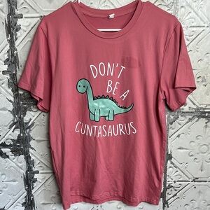 Pink funny swearing Dinosaur Graphic T-Shirt